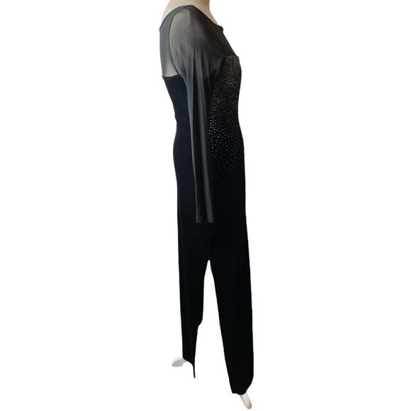 BASIC Formal Black Velvet Long Sleeve Long Dress Women's Size S - Picture 5 of 6